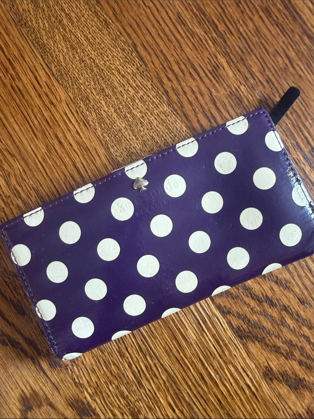 kate spade Purple and White Polka Dot Zip Wallet